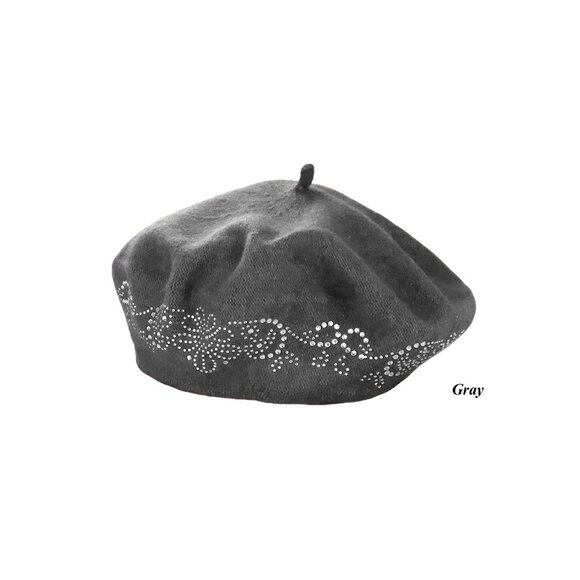 Studded Floral Design Beret NWT – Women’s Winter Hat - Picture 5 of 11